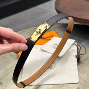 Hermes Kelly 18 Belt Epsom Calfskin Kelly Buckle Permabrass Yellow Gold Noir H069853CC89 - Image 14