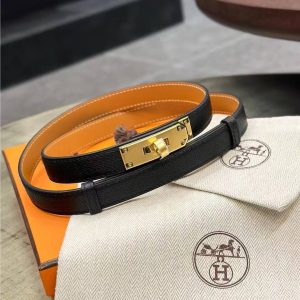 Hermes Kelly 18 Belt Epsom Calfskin Kelly Buckle Permabrass Yellow Gold Noir H069853CC89 - Image 13