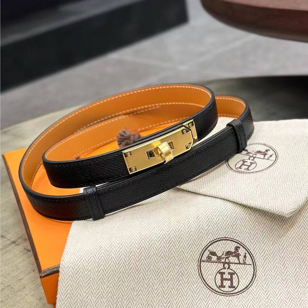 Hermes Kelly 18 Belt Epsom Calfskin Kelly Buckle Permabrass Yellow Gold Noir H069853CC89 - Image 13