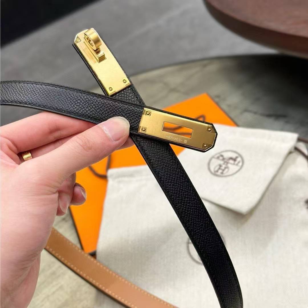 Hermes Kelly 18 Belt Epsom Calfskin Kelly Buckle Permabrass Yellow Gold Noir H069853CC89 - Image 10