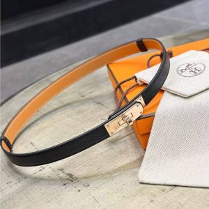 Hermes Kelly 18 Belt Epsom Calfskin Kelly Buckle Permabrass Yellow Gold Noir H069853CC89 - Image 9