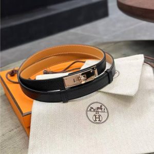 Hermes Kelly 18 Belt Epsom Calfskin Kelly Buckle Permabrass Yellow Gold Noir H069853CC89 - Image 7
