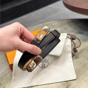 Hermes Kelly 18 Belt Epsom Calfskin Kelly Buckle Permabrass Yellow Gold Noir H069853CC89 - Image 5