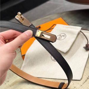 Hermes Kelly 18 Belt Epsom Calfskin Kelly Buckle Permabrass Yellow Gold Noir H069853CC89 - Image 4