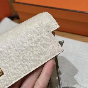 Hermes Kelly Classique To Go Wallet Handmade In Epsom Calfskin Leather Gold Hardware i2 Nata - Image 6