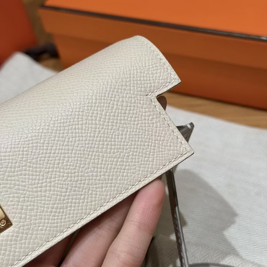 Hermes Kelly Classique To Go Wallet Handmade In Epsom Calfskin Leather Gold Hardware i2 Nata - Image 6