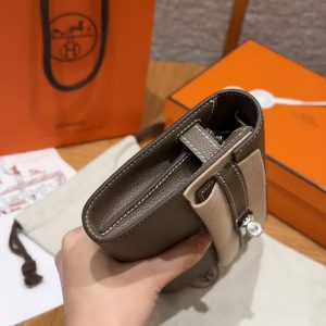 Hermes Kelly Classique To Go Wallet Handmade In Epsom Calfskin Leather Silver Hardware 18 Etoupe - Image 16