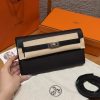 Hermes Kelly Classique To Go Wallet Handmade In Epsom Calfskin Leather Silver Hardware ck89 Noir