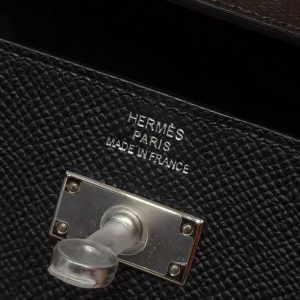 Hermes Kelly Classique To Go Wallet Handmade In Epsom Calfskin Leather Silver Hardware ck89 Noir - Image 12