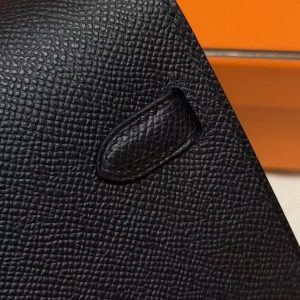 Hermes Kelly Classique To Go Wallet Handmade In Epsom Calfskin Leather Silver Hardware ck89 Noir - Image 5