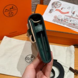 Hermes Kelly Classique To Go Wallet Handmade In KK Ostrich Leather Gold Hardware Z6 Malachite - Image 15