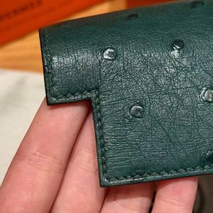 Hermes Kelly Classique To Go Wallet Handmade In KK Ostrich Leather Gold Hardware Z6 Malachite - Image 12