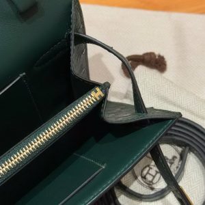 Hermes Kelly Classique To Go Wallet Handmade In KK Ostrich Leather Gold Hardware Z6 Malachite - Image 4