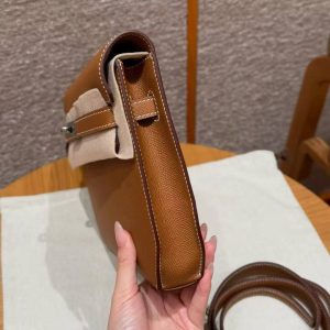 Alternative view of Hermes Kelly Depeches 25 Pouch Handmade In Epsom Calfskin Leather Silver Hardware 37 Gold