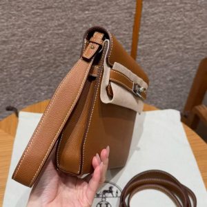 Hermes Kelly Depeches 25 Pouch Handmade In Epsom Calfskin Leather Silver Hardware 37 Gold - Image 14