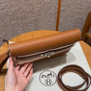 Hermes Kelly Depeches 25 Pouch Handmade In Epsom Calfskin Leather Silver Hardware 37 Gold - Image 13