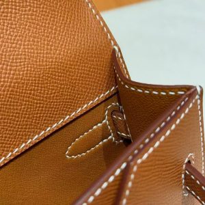 Hermes Kelly Depeches 25 Pouch Handmade In Epsom Calfskin Leather Silver Hardware 37 Gold - Image 5