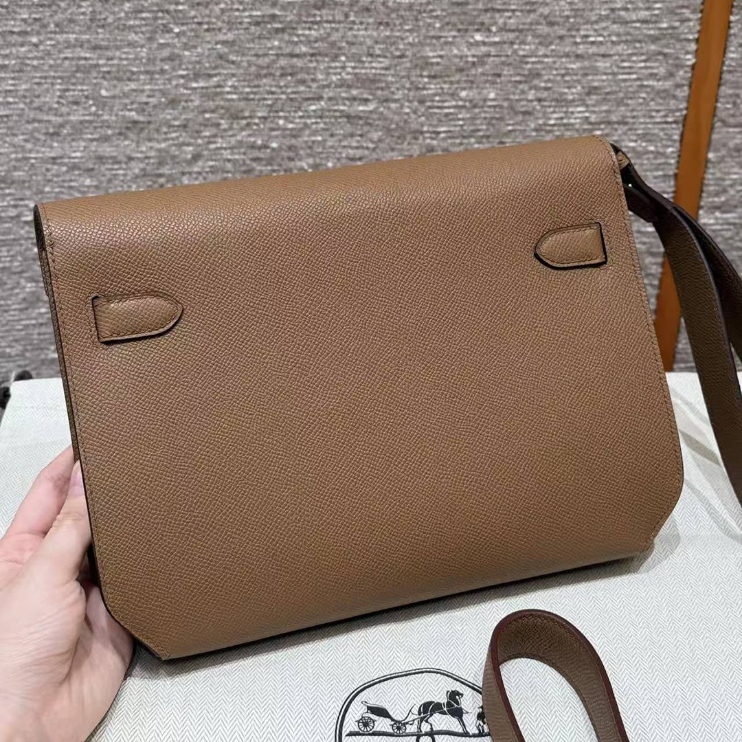 Hermes Kelly Depeches 25 Pouch Handmade In Epsom Calfskin Leather Silver Hardware 3G Alezan - Image 2