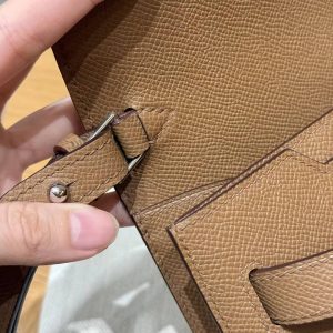 Hermes Kelly Depeches 25 Pouch Handmade In Epsom Calfskin Leather Silver Hardware 3G Alezan - Image 11