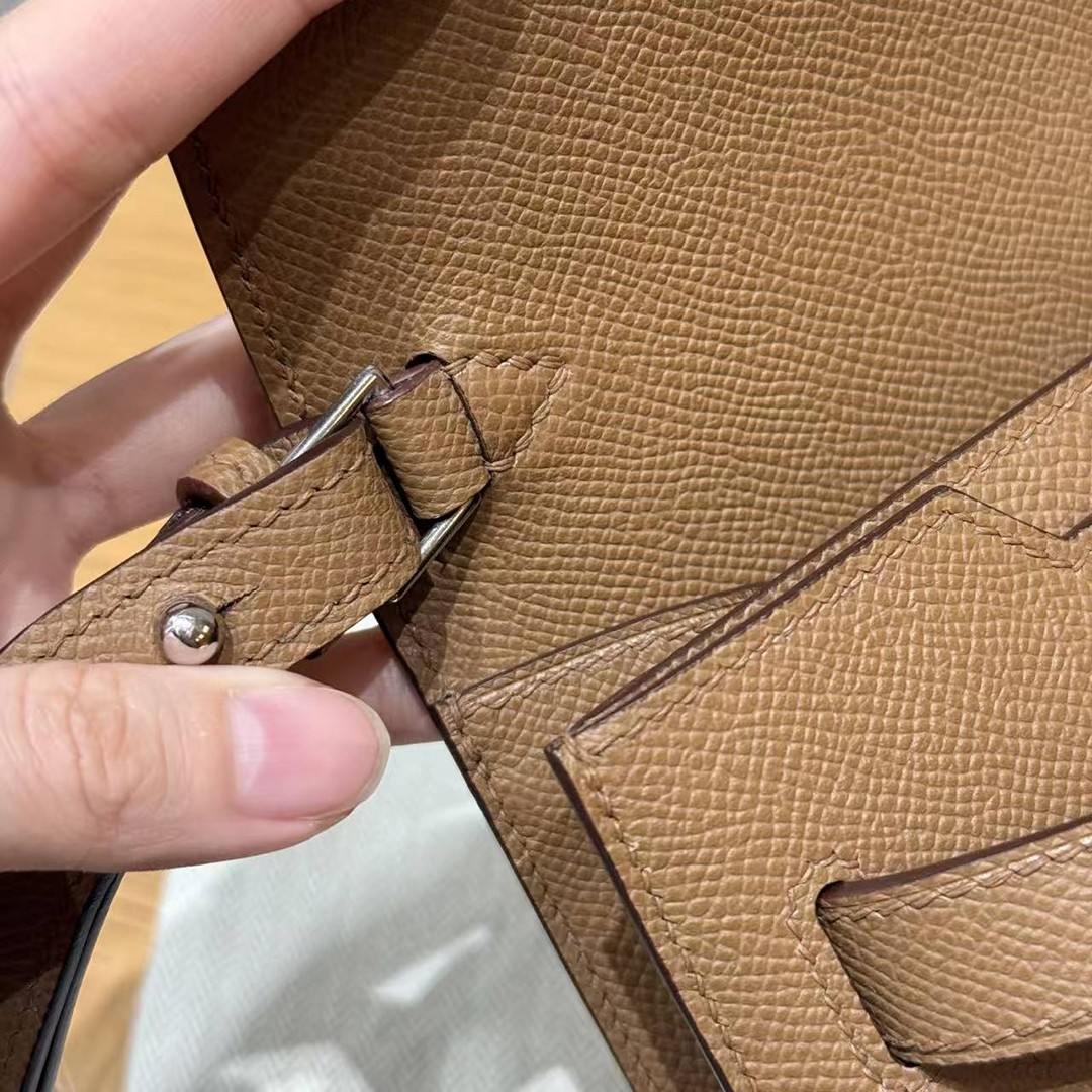 Hermes Kelly Depeches 25 Pouch Handmade In Epsom Calfskin Leather Silver Hardware 3G Alezan - Image 11