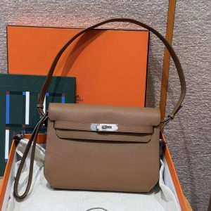 Hermes Kelly Depeches 25 Pouch Handmade In Epsom Calfskin Leather Silver Hardware 3G Alezan - Image 4