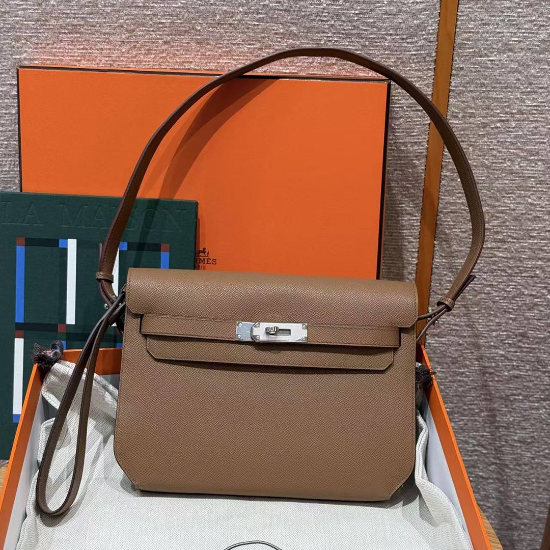 Hermes Kelly Depeches 25 Pouch Handmade In Epsom Calfskin Leather Silver Hardware 3G Alezan - Image 4