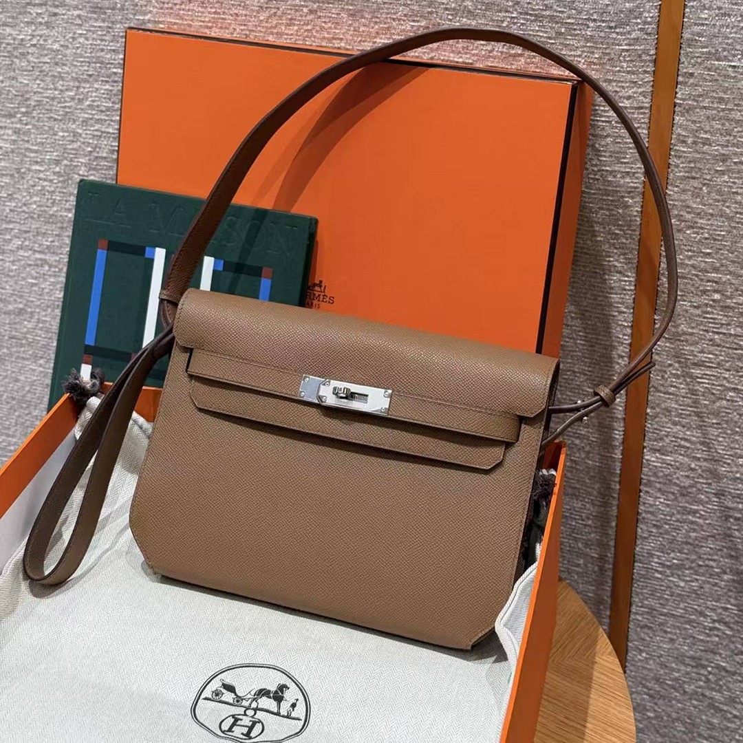 Hermes Kelly Depeches 25 Pouch Handmade In Epsom Calfskin Leather Silver Hardware 3G Alezan - Image 3