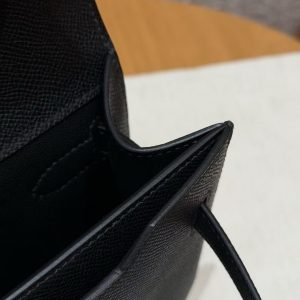 Hermes Kelly Depeches 25 Pouch Handmade In Epsom Calfskin Leather Silver Hardware 89 Noir - Image 10