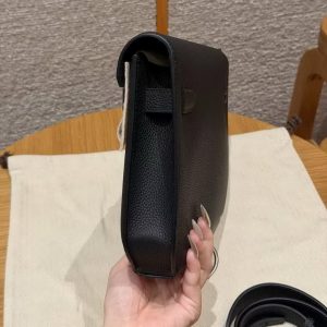 Hermes Kelly Depeches 25 Pouch Handmade In Togo Calfskin Leather Black Hardware 89 Noir - Image 18