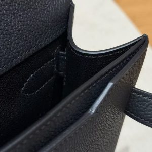 Hermes Kelly Depeches 25 Pouch Handmade In Togo Calfskin Leather Black Hardware 89 Noir - Image 9