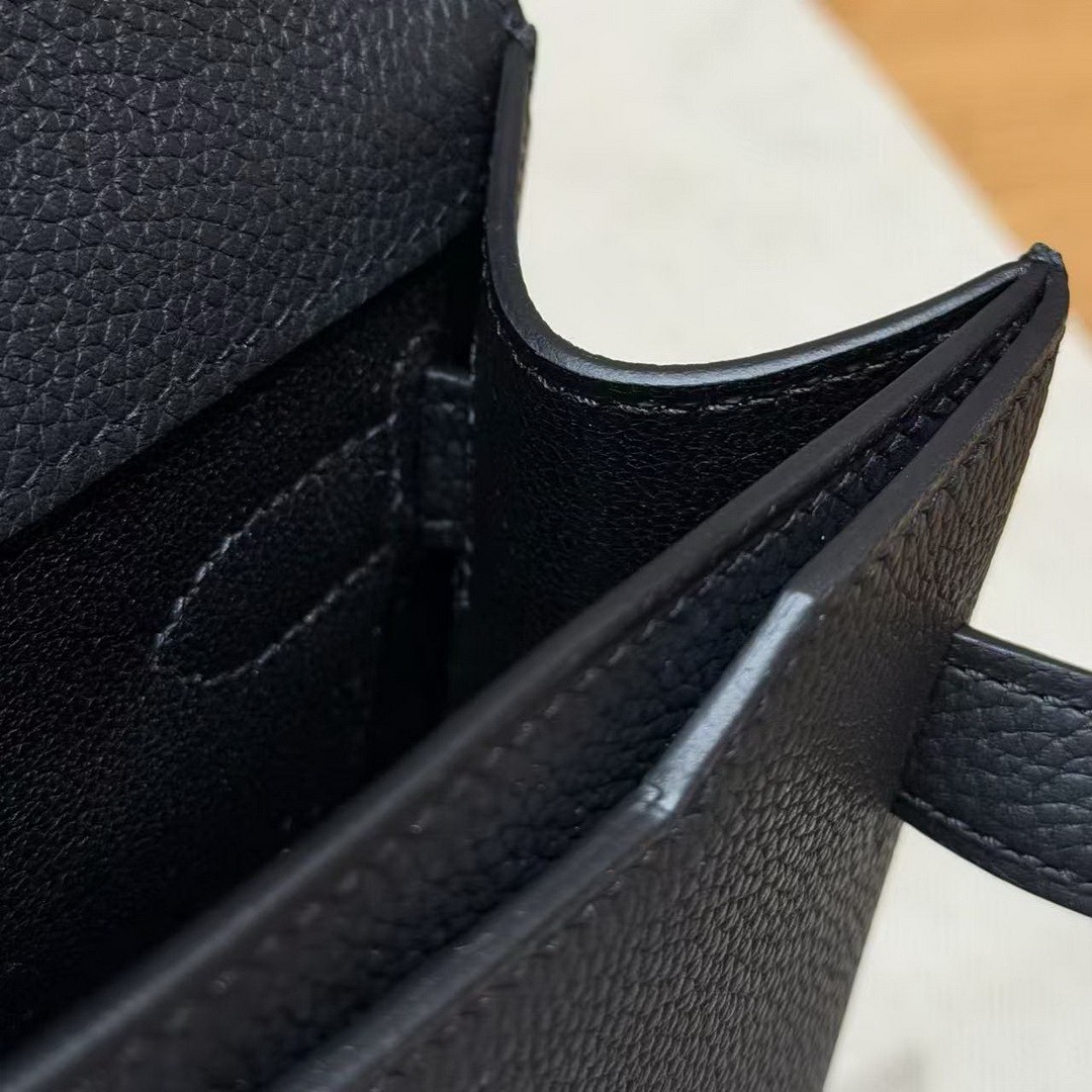 Hermes Kelly Depeches 25 Pouch Handmade In Togo Calfskin Leather Black Hardware 89 Noir - Image 9
