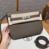 Hermes Kelly Depeches 25 Pouch Handmade In Togo Calfskin Leather Silver Hardware 18 Etoupe