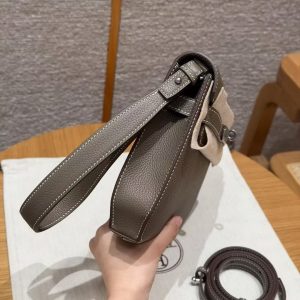 Hermes Kelly Depeches 25 Pouch Handmade In Togo Calfskin Leather Silver Hardware 18 Etoupe - Image 16