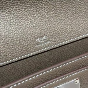 Hermes Kelly Depeches 25 Pouch Handmade In Togo Calfskin Leather Silver Hardware 18 Etoupe - Image 13