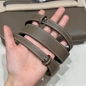 Hermes Kelly Depeches 25 Pouch Handmade In Togo Calfskin Leather Silver Hardware 18 Etoupe - Image 3