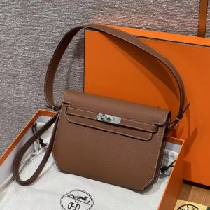 Hermes Kelly Depeches 25 Pouch Handmade In Togo Calfskin Leather Silver Hardware 37 Gold - Image 11