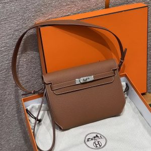 Hermes Kelly Depeches 25 Pouch Handmade In Togo Calfskin Leather Silver Hardware 37 Gold - Image 10