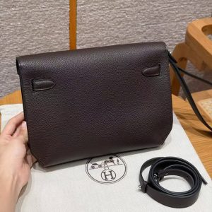 Hermes Kelly Depeches 25 Pouch Handmade In Togo Calfskin Leather Silver Hardware 46 Ebene - Image 2