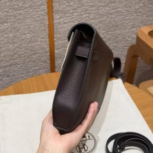 Hermes Kelly Depeches 25 Pouch Handmade In Togo Calfskin Leather Silver Hardware 46 Ebene - Image 18
