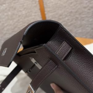Hermes Kelly Depeches 25 Pouch Handmade In Togo Calfskin Leather Silver Hardware 46 Ebene - Image 10
