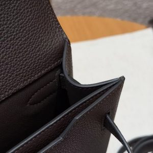 Hermes Kelly Depeches 25 Pouch Handmade In Togo Calfskin Leather Silver Hardware 46 Ebene - Image 8
