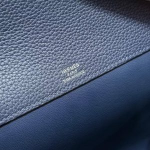 Hermes Kelly Depeches 25 Pouch Handmade In Togo Calfskin Leather Silver Hardware 73 Blue Saphir - Image 17