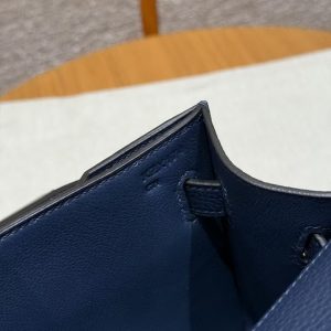 Hermes Kelly Depeches 25 Pouch Handmade In Togo Calfskin Leather Silver Hardware 73 Blue Saphir - Image 15