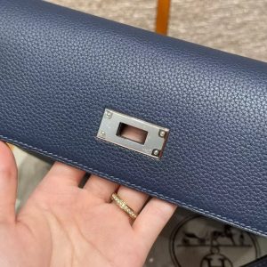 Hermes Kelly Depeches 25 Pouch Handmade In Togo Calfskin Leather Silver Hardware 73 Blue Saphir - Image 10