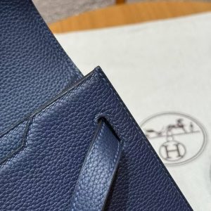 Hermes Kelly Depeches 25 Pouch Handmade In Togo Calfskin Leather Silver Hardware 73 Blue Saphir - Image 8