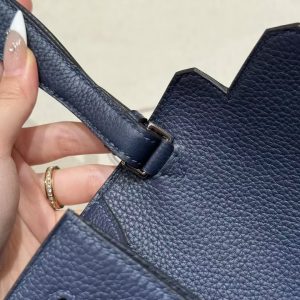 Hermes Kelly Depeches 25 Pouch Handmade In Togo Calfskin Leather Silver Hardware 73 Blue Saphir - Image 6