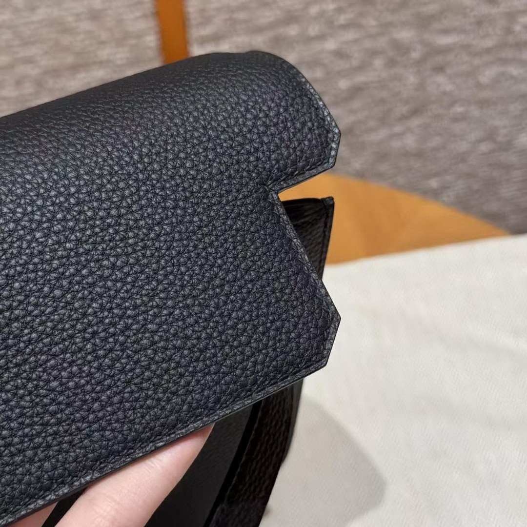 Hermes Kelly Depeches 25 Pouch Handmade In Togo Calfskin Leather Silver Hardware 89 Noir - Image 15