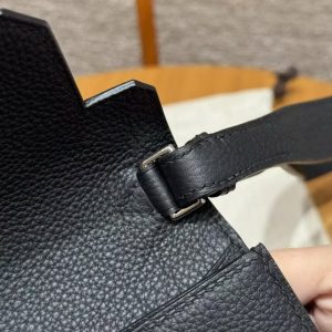 Hermes Kelly Depeches 25 Pouch Handmade In Togo Calfskin Leather Silver Hardware 89 Noir - Image 13