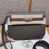 Hermes Kelly Depeches 25 Pouch Handmade In Togo Calfskin Leather Silver Hardware 8F Gris Etain