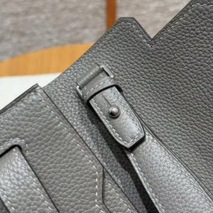Hermes Kelly Depeches 25 Pouch Handmade In Togo Calfskin Leather Silver Hardware 8F Gris Etain - Image 6